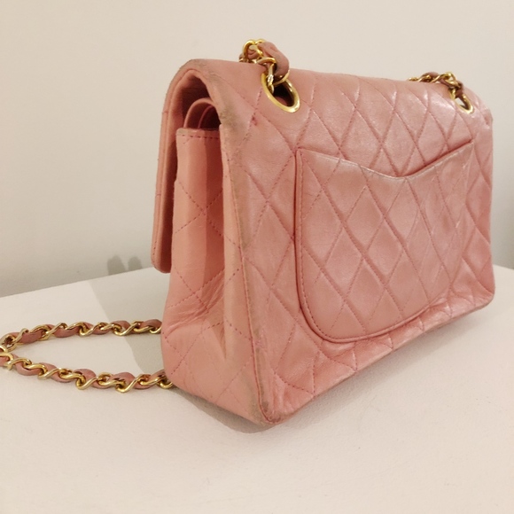 Authentic pink CHANEL Lambskin Double Flap Bag - Picture 7 of 8